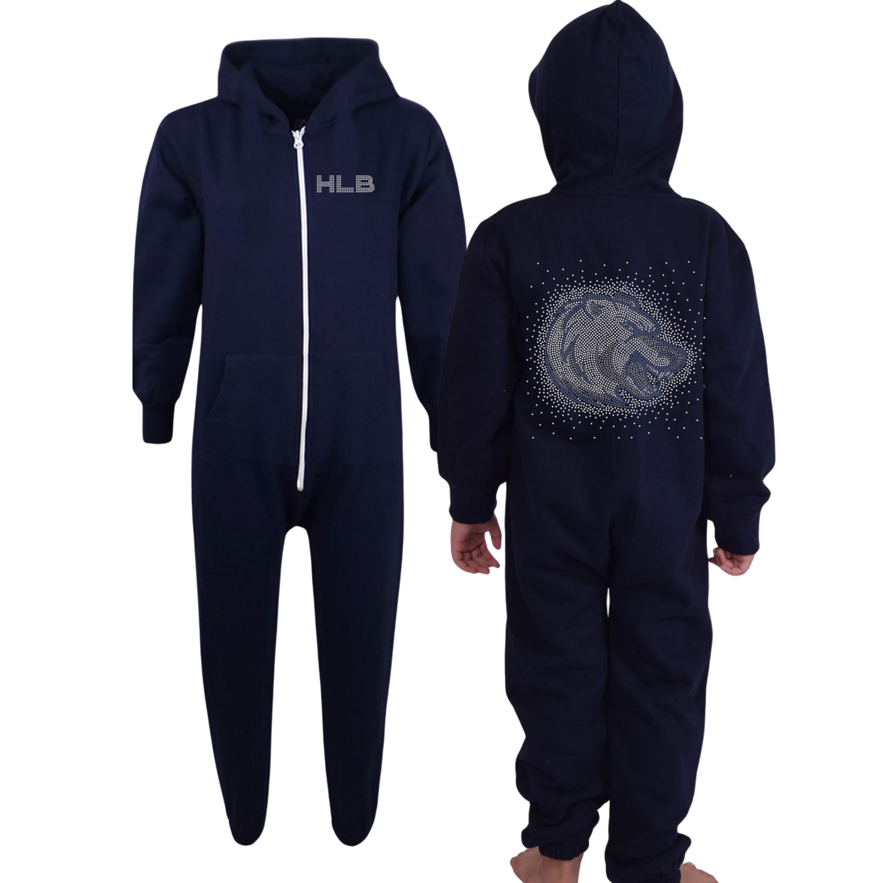 Bears Navy Full Length Hooded Onesie