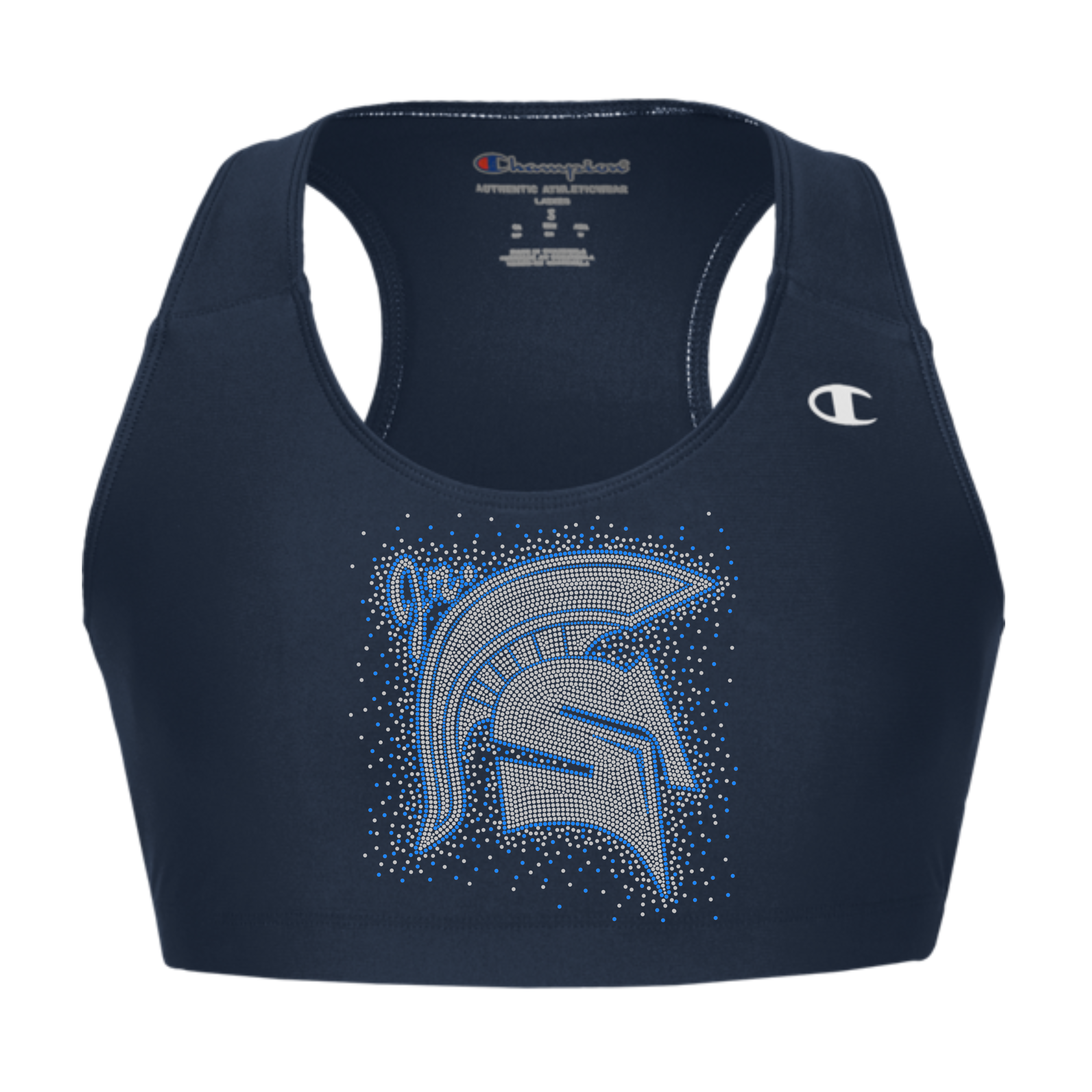 Jr Spartans Navy Champion Essential Racerback Bra Top