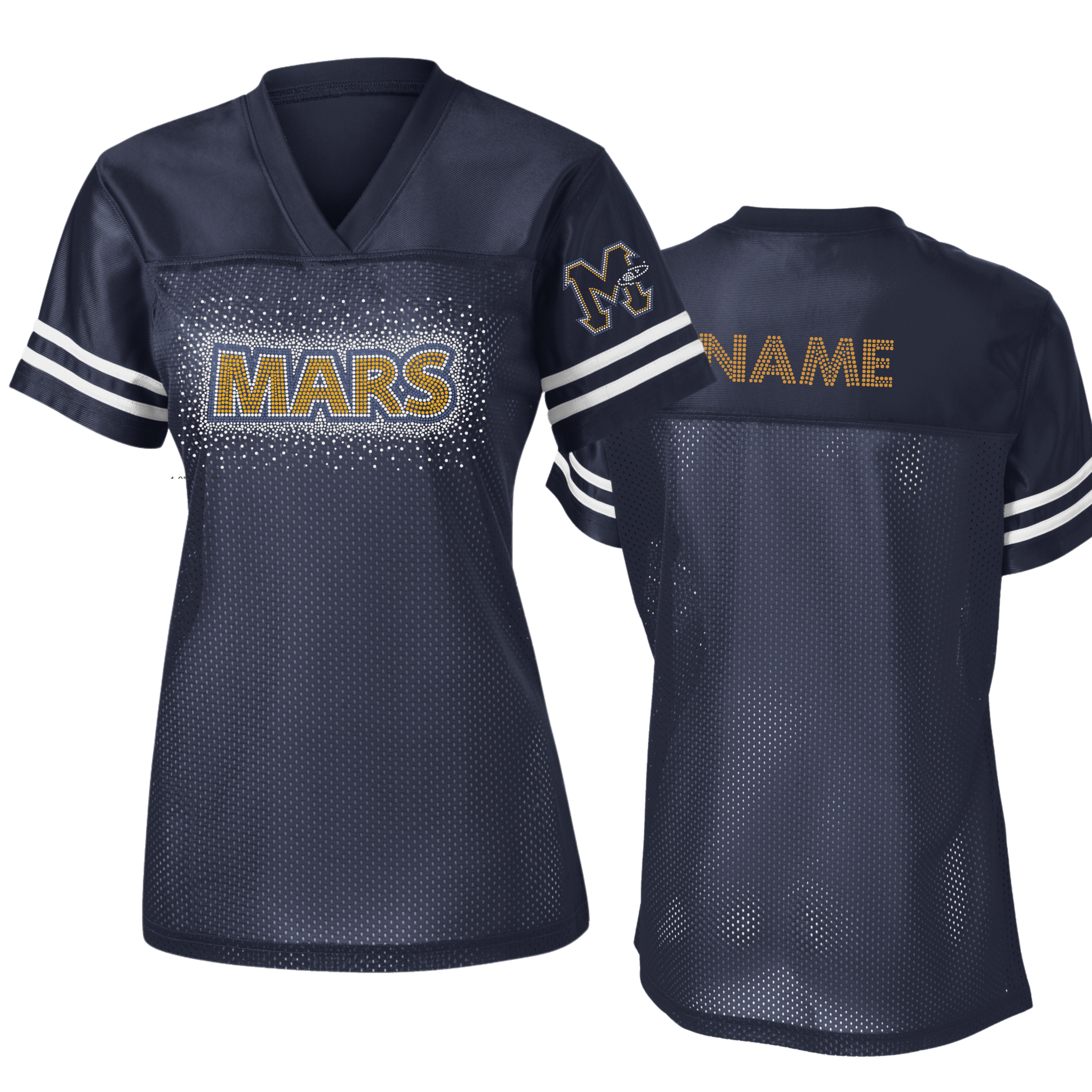 Mars Navy Football Jersey (3 Styles with Option to Add A Number)