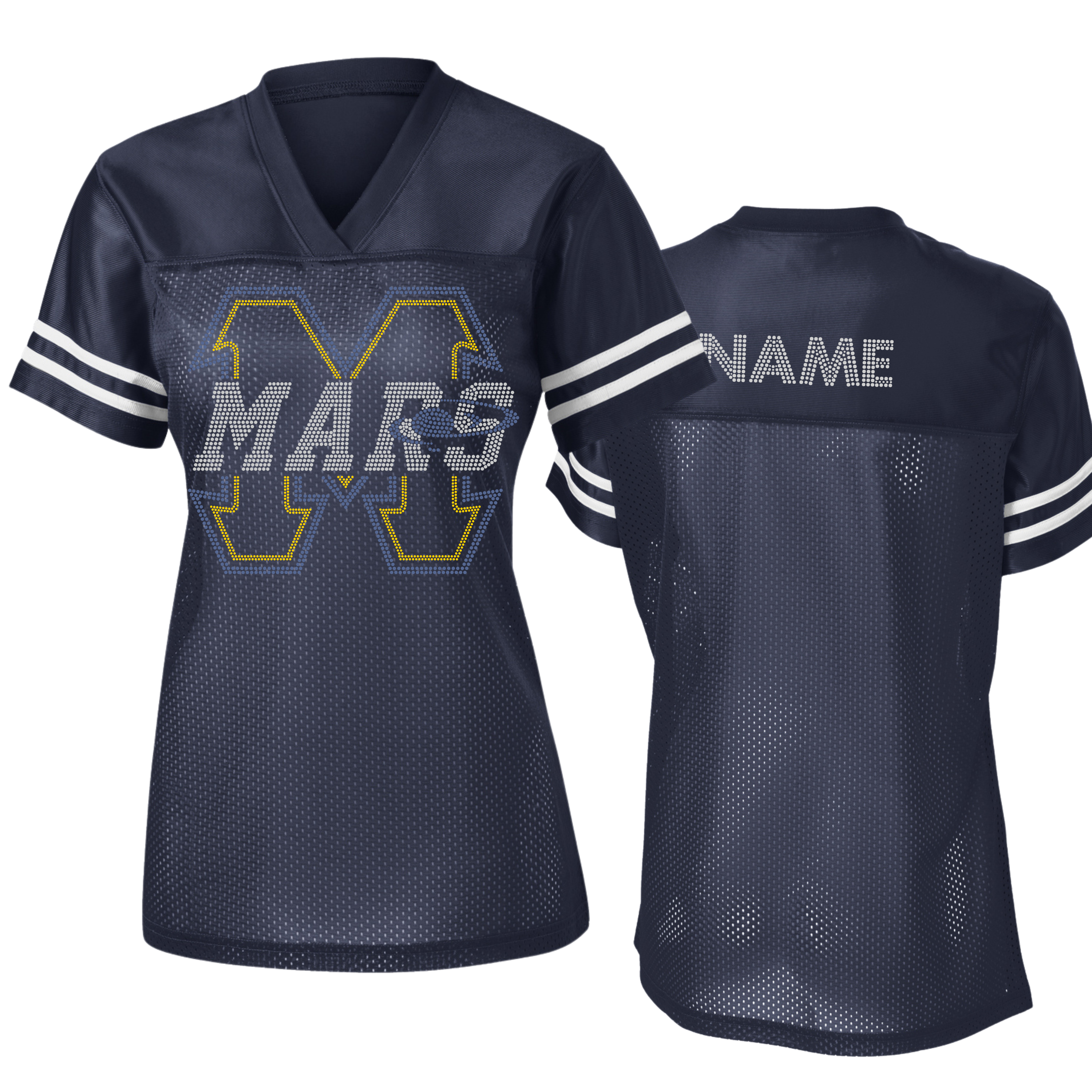 Mars Navy Football Jersey (3 Styles with Option to Add A Number)