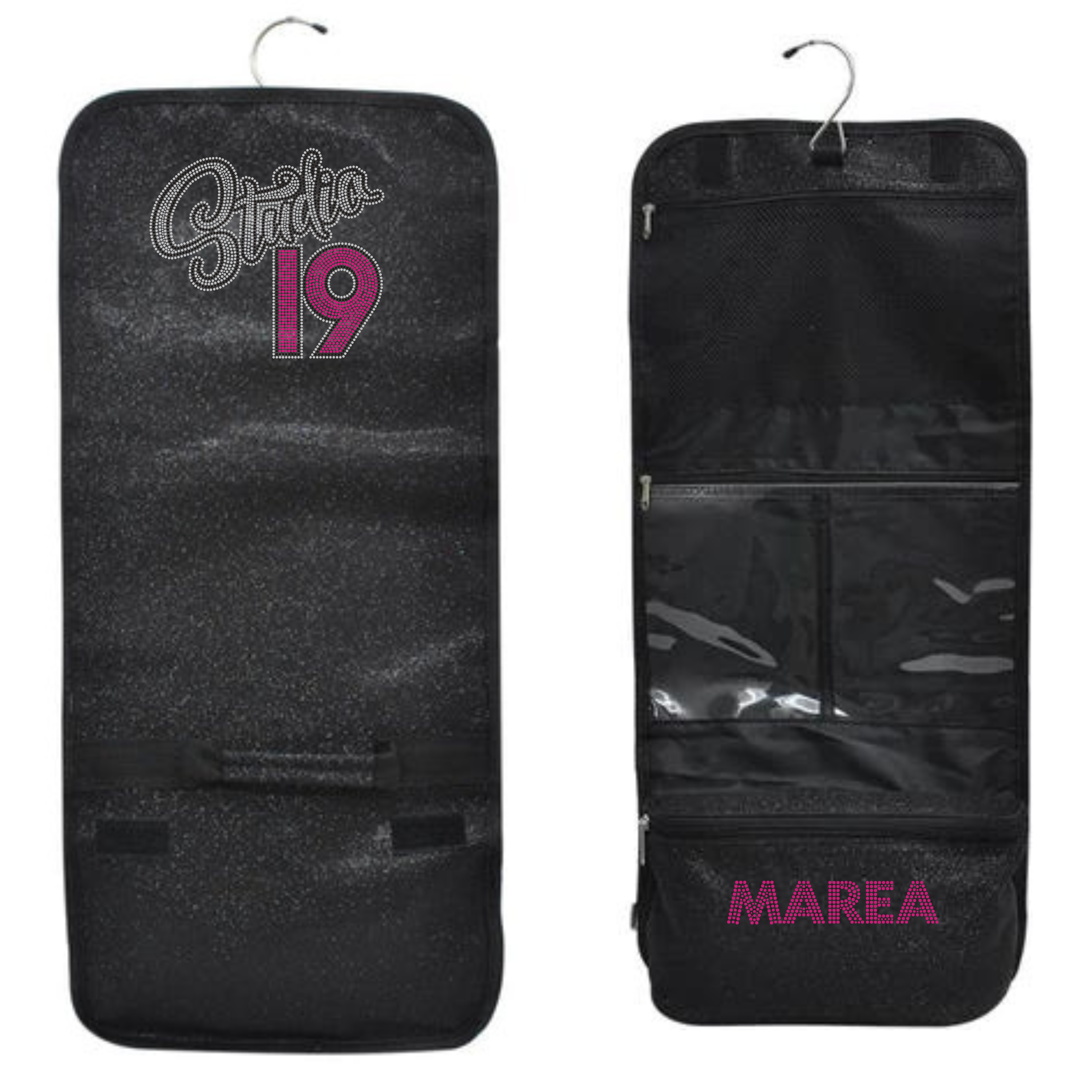 Studio 19 Black Glitter Hanging Makeup Bag