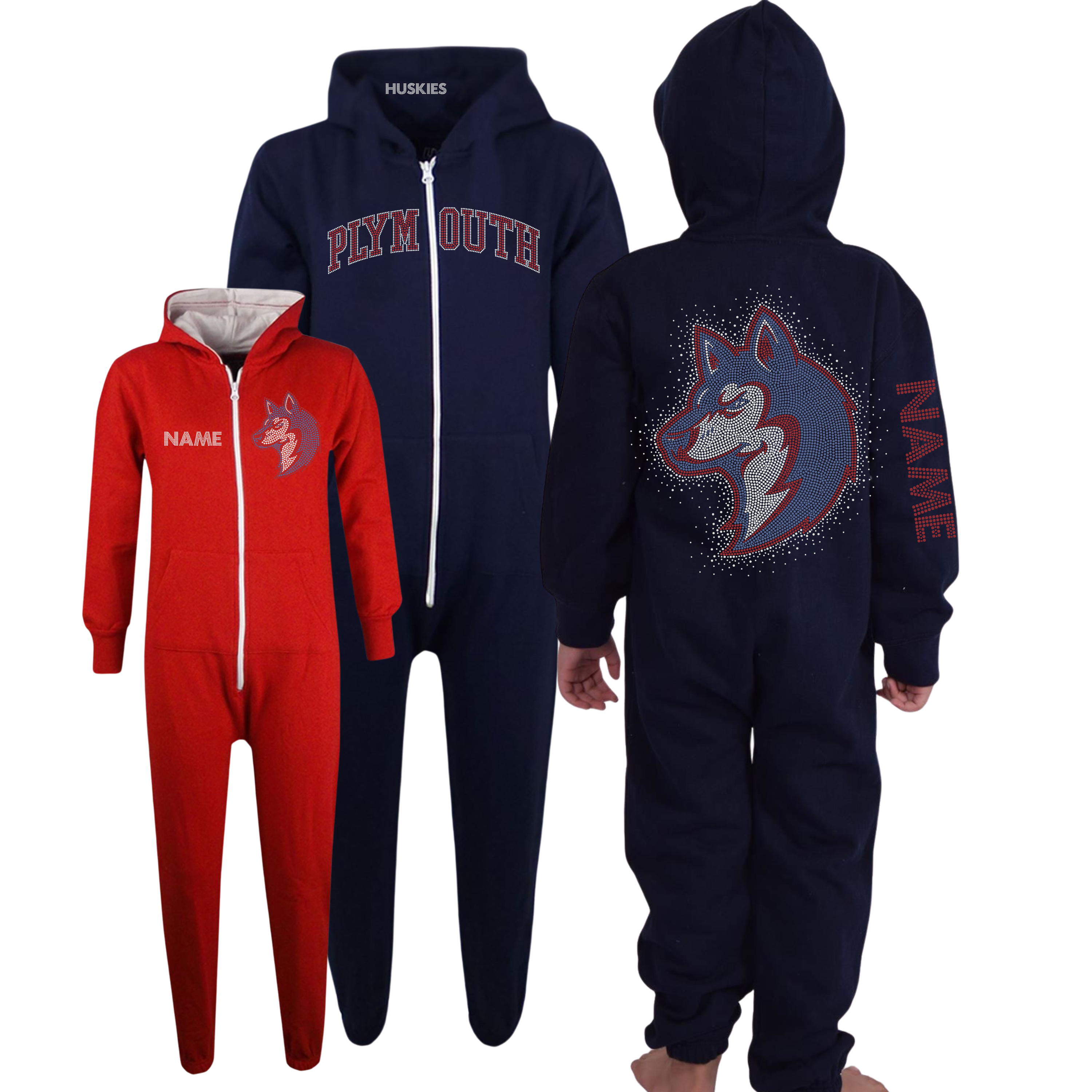 Huskies Full Length Hooded Onesie