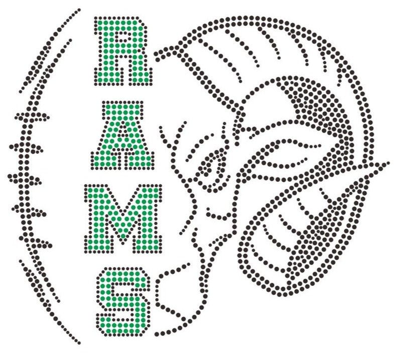 Pine Richland Black and Green Rams Football Bling Design