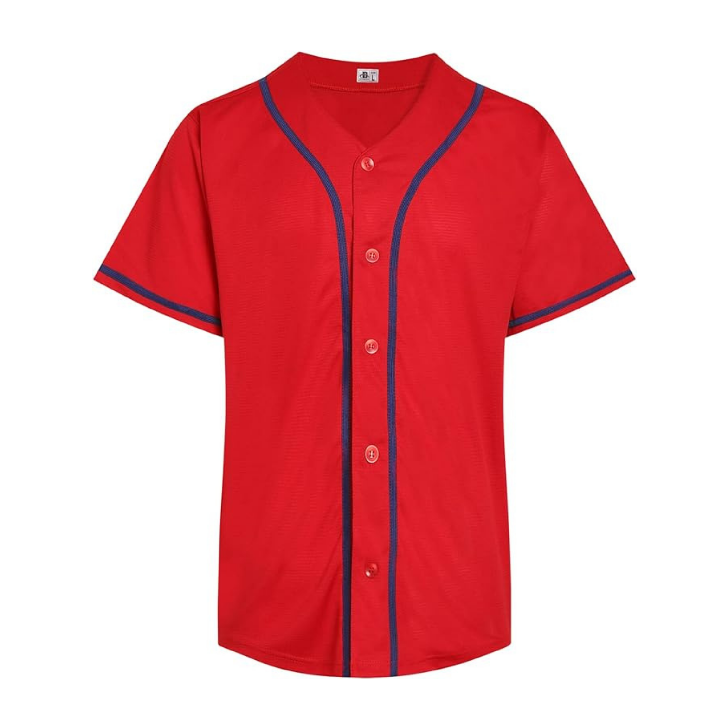 Custom Red With Navy Trim Full Bling Baseball Jersey