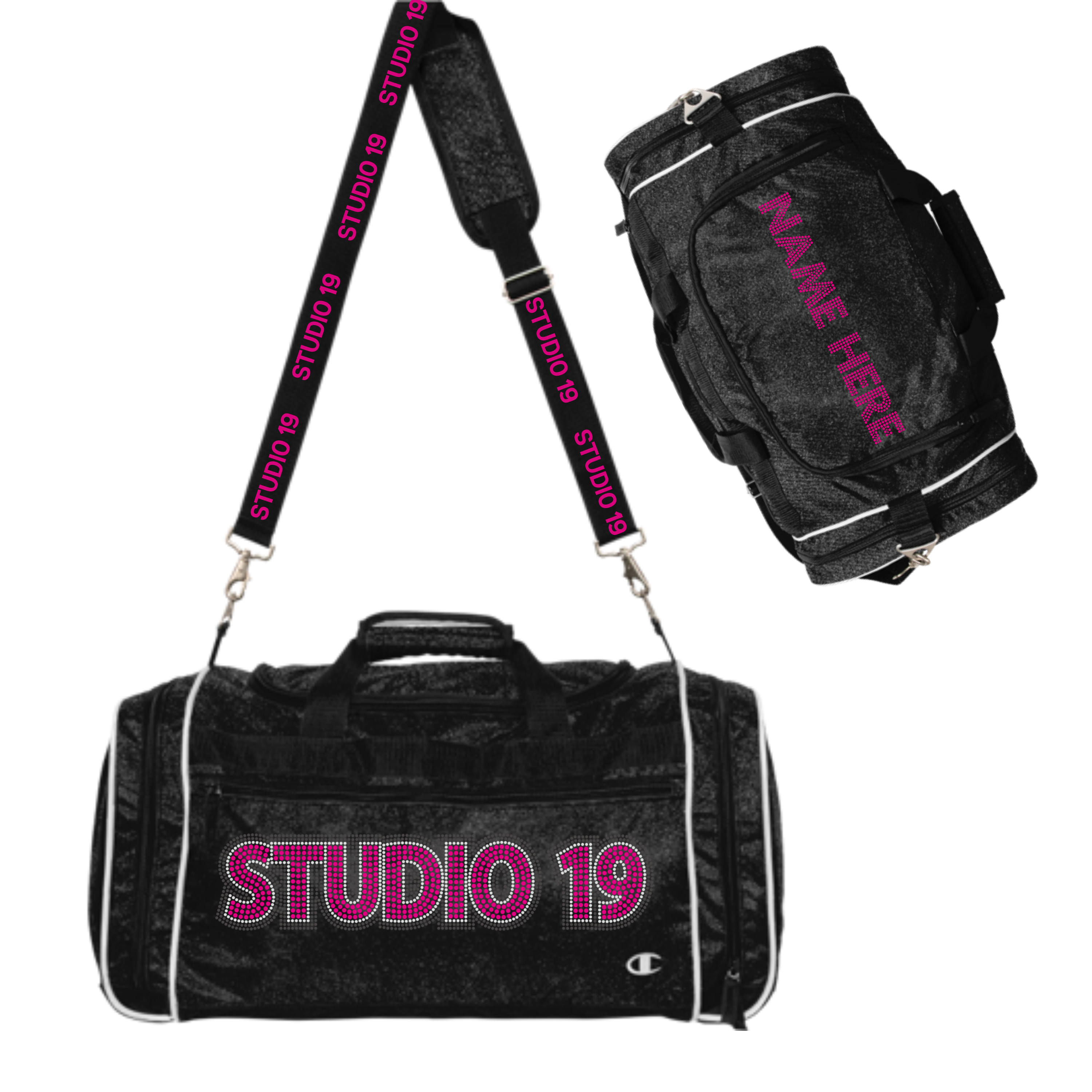 Studio 19 Champion Glitter Duffle Bag with Bling and Embroidery