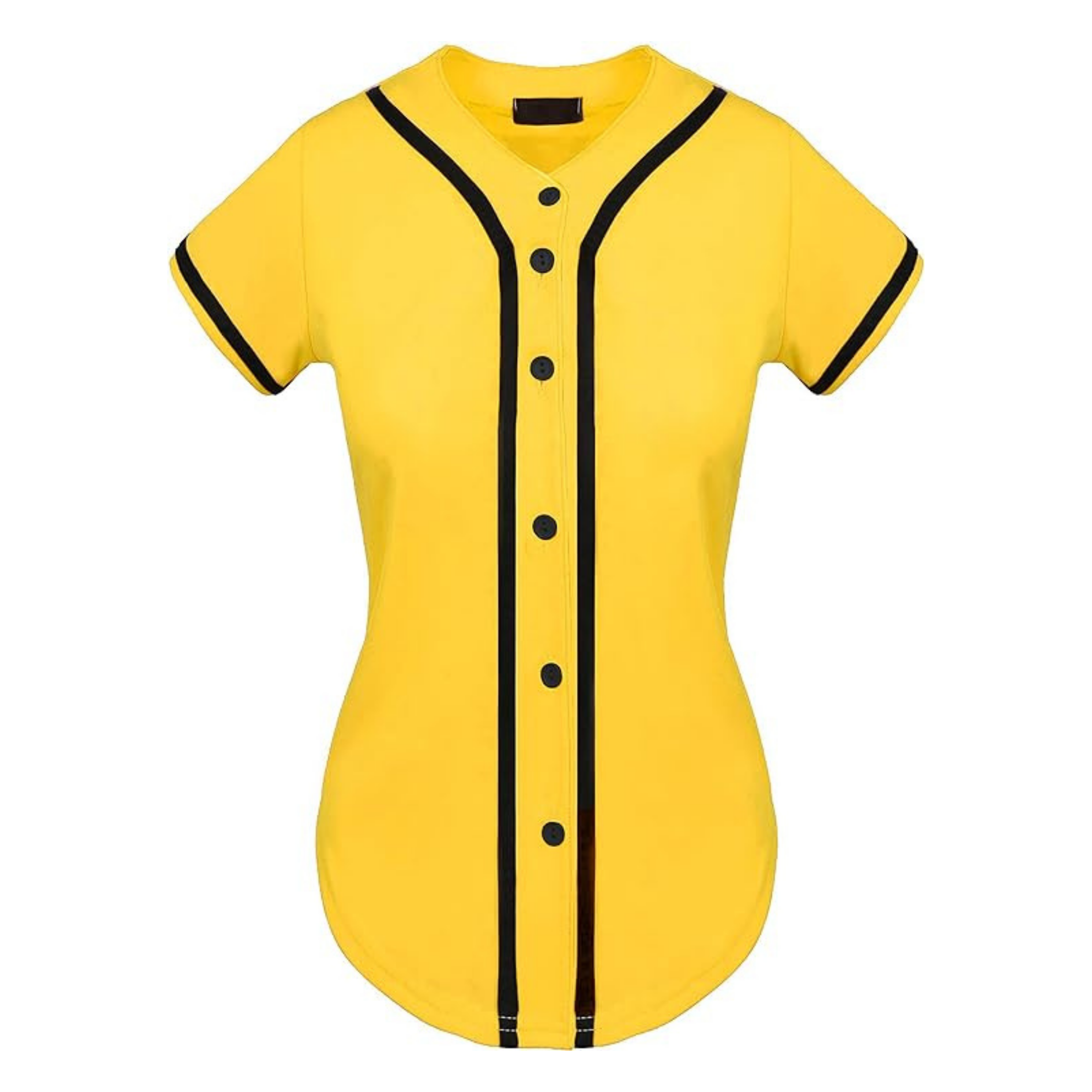 Custom Yellow With Black Trim Full Bling Baseball Jersey