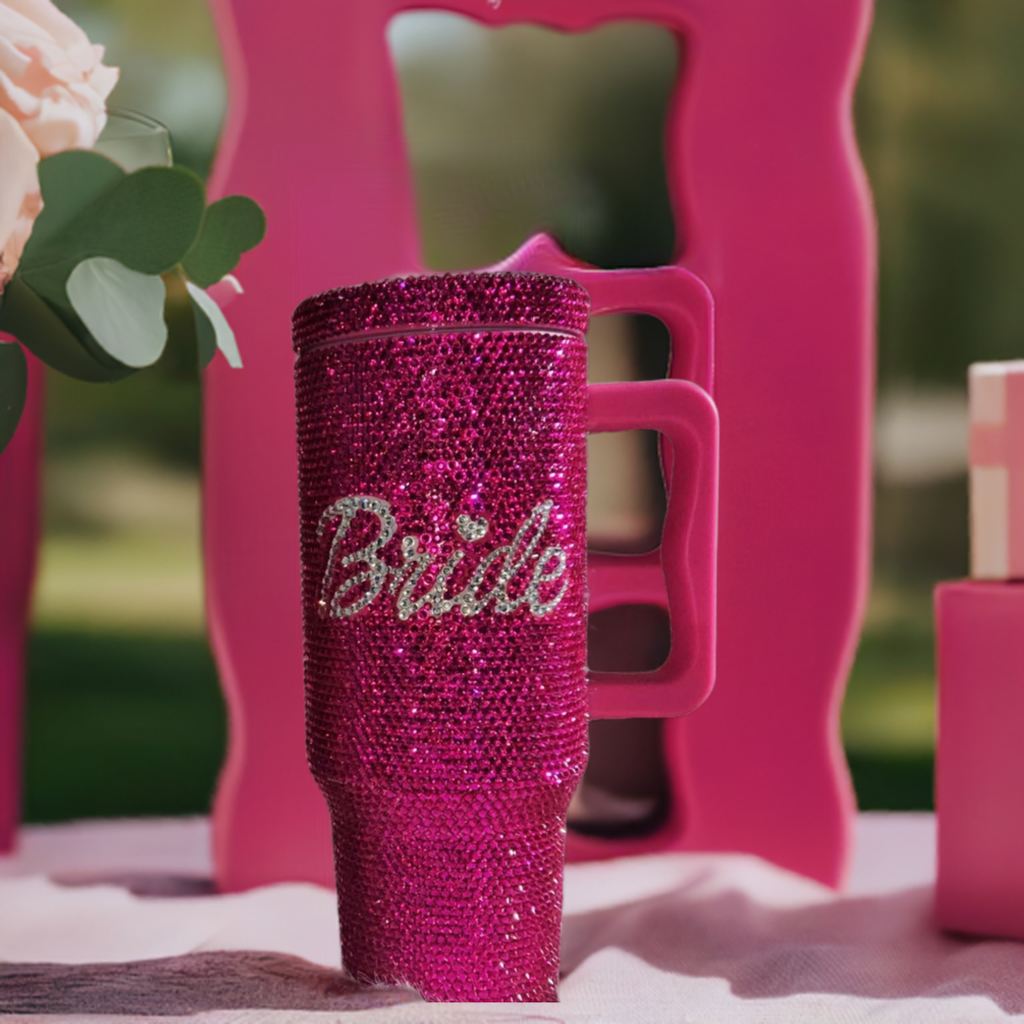 40oz Barbie Bride Bling Tumbler with Handle (In Stock)